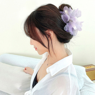 超仙网纱花花盘发抓夹仙气2025年网红后脑勺发夹女夏季 鲨鱼夹头饰