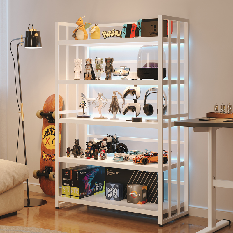 铁艺书架落地置物架客厅家用展示架多层收纳现代简约卧室书柜小型