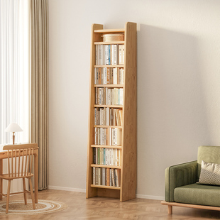 超薄书架落地置物架极窄儿童书柜实木学生家用多层收纳层架分层柜