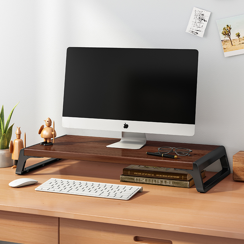 免安装电脑增高架台式桌面显示器支架一字板垫高底座办公桌置物架