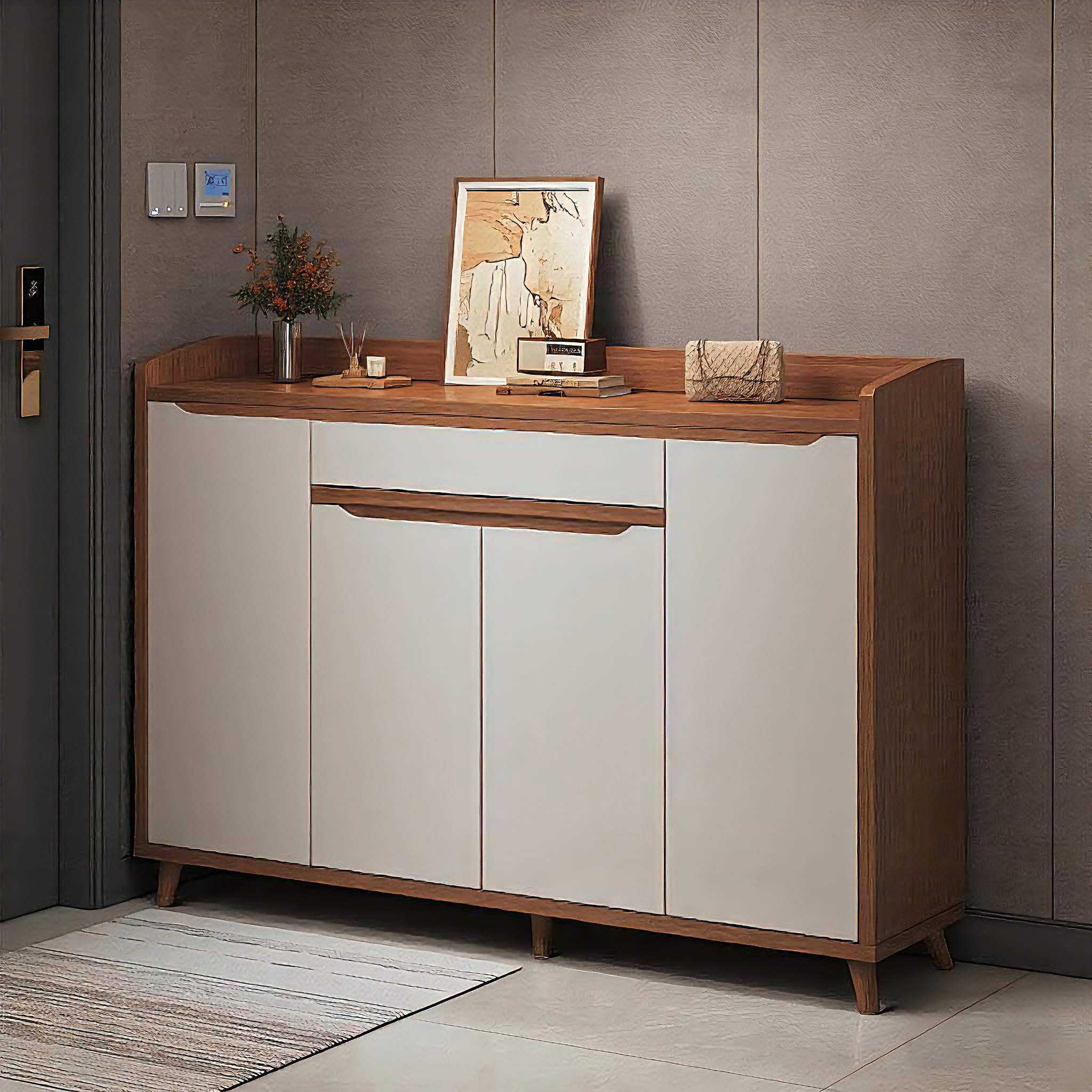 实木入户靠墙收纳鞋柜2025新款