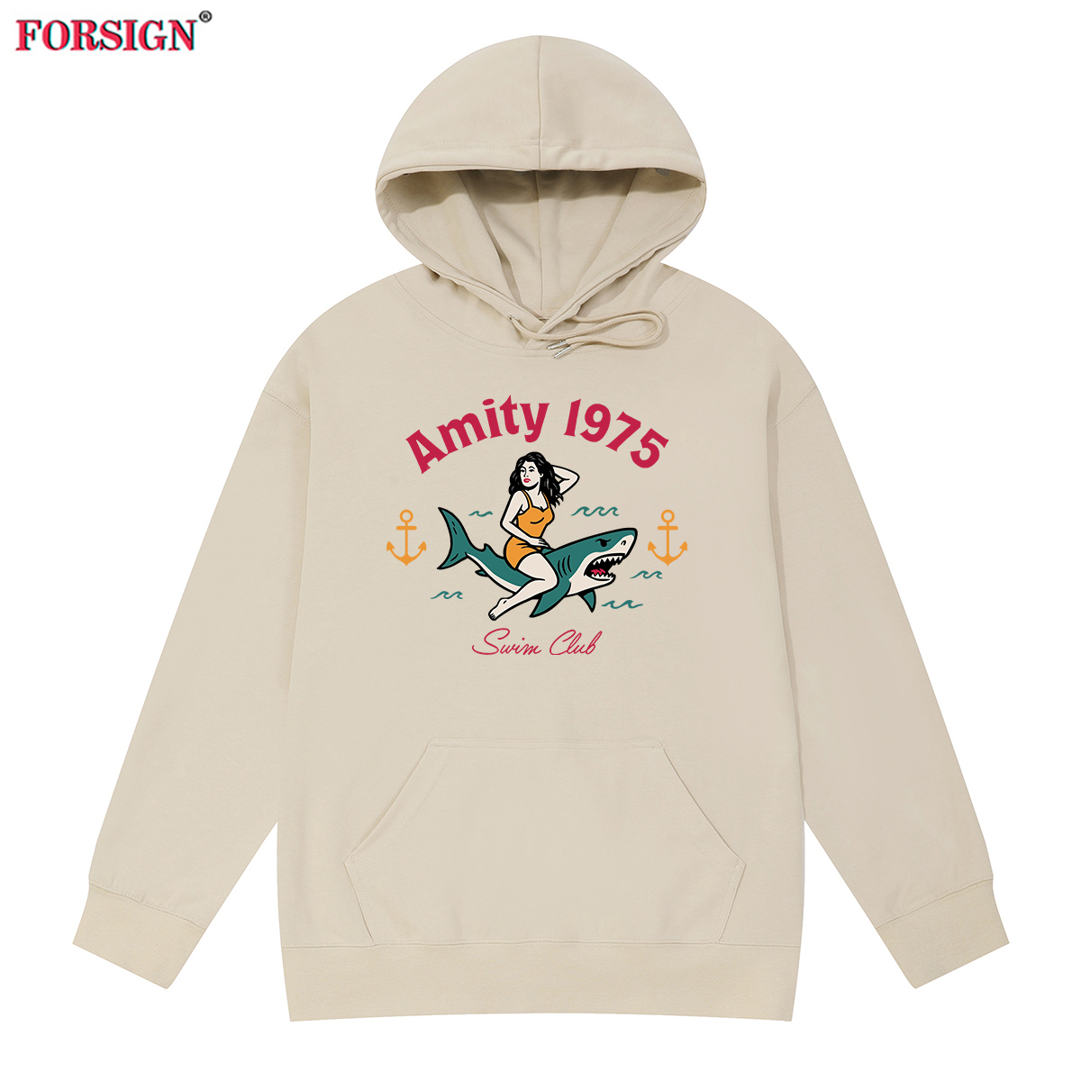 大白鲨Jaws Amity1975史蒂文斯皮尔伯格ins复古男女街头连帽卫衣