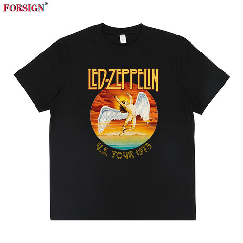 Led Zeppelin1975齐柏林飞艇乐队专辑摇滚天使复古短袖T恤男女