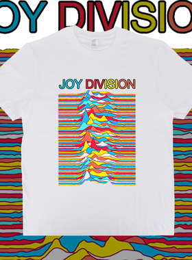 彩色声波Joy division后朋摇滚乐队波浪印花咔叽复古男女短袖T恤