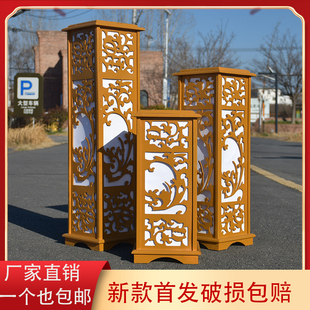 新款婚庆中式路引灯订婚礼舞台布置烤漆方柱宫灯灯笼摆件迎宾道具