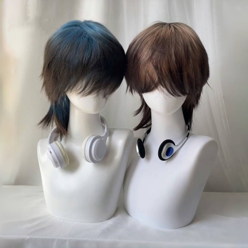 【狼尾假发】狼尾全头套假发帅气时候鲻鱼头仿真人假发头套