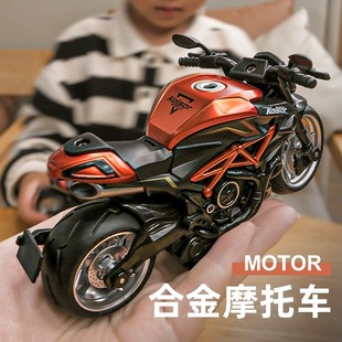 摩托车玩具男孩模型赛车仿真合金机车声光玩具车小汽车儿童回力车