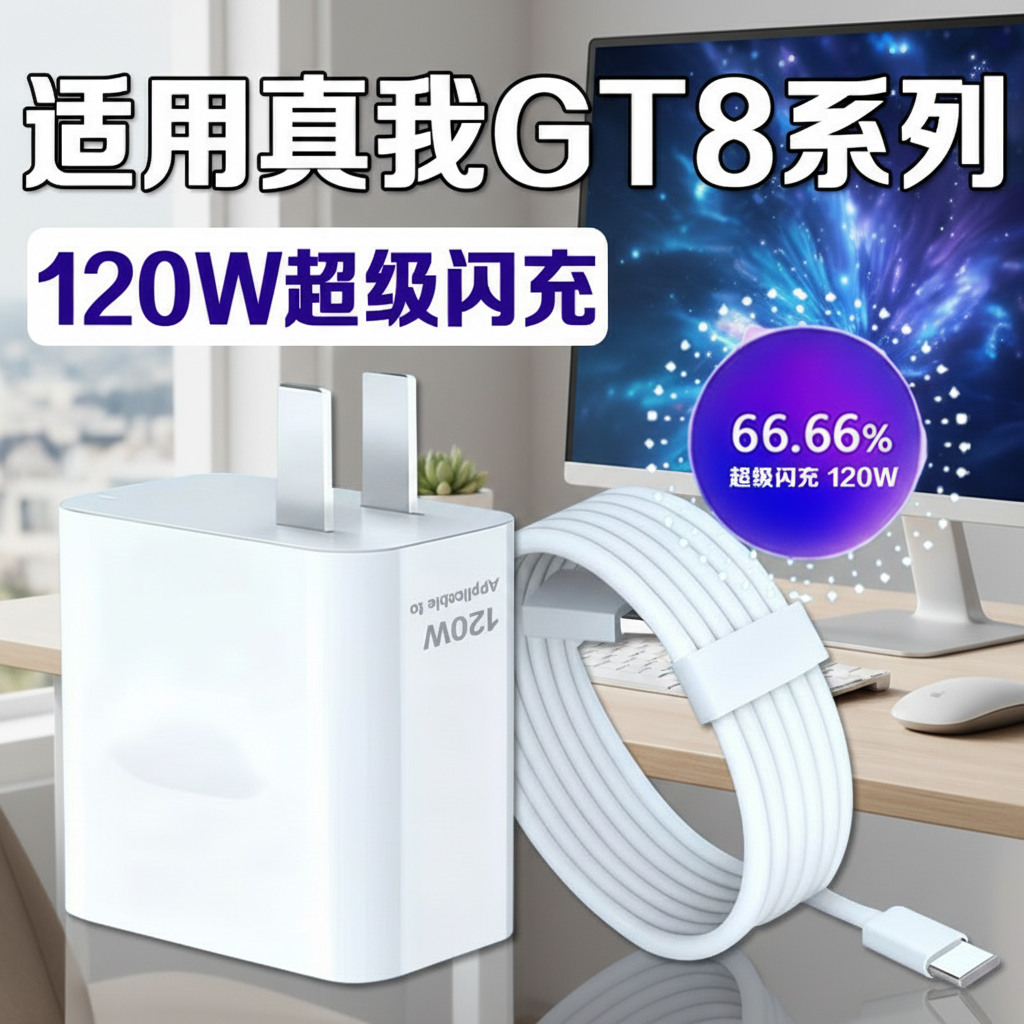 适用真我GT8充电器120W超级闪充realme真我gt8pro充电头闪充头真我gt8充电插头快充头套装10A加粗加长2米线