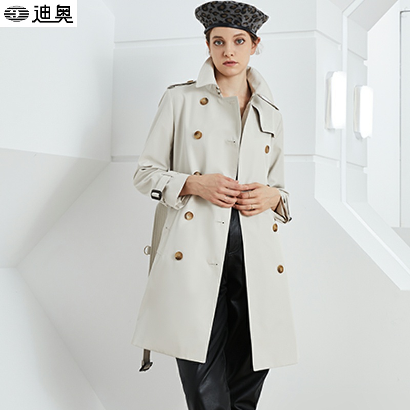 迪奥高端大牌正肩风衣女士中长款春秋硬挺有型双排扣修身时尚外套
