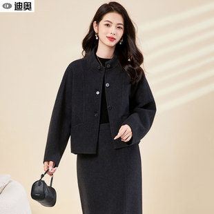 双面呢子大衣女2025秋冬新款高级感休闲气质名媛黑色短款羊绒外套