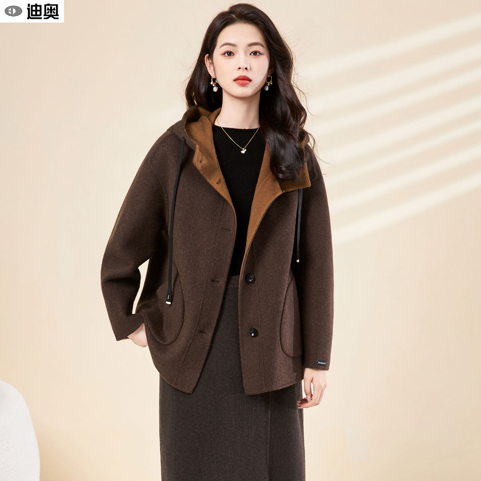 双面呢羊毛大衣女25秋冬新款高级感气质名媛时尚连帽毛呢外套,女装/女士精品,毛呢外套,淘宝优惠券,粉丝福利购,淘宝优惠卷