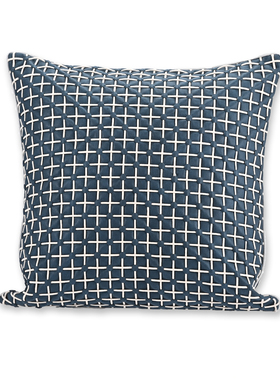 【轻奢】现代简约轻奢藏蓝色编织麂皮绒样板房客厅抱枕靠垫