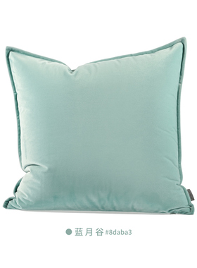 『莫兰迪』高端真丝绒靠垫床头靠枕天鹅浅湖蓝色方枕抱枕腰枕客厅