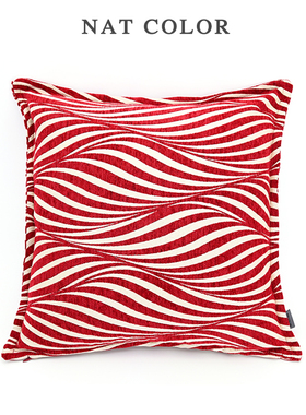 高级提花斑马纹路结婚礼红色抱枕靠垫样板间搭配沙发靠枕客厅靠背