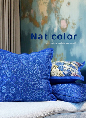 『佩斯利』轻奢高级法式提花软装搭配复古客厅沙发蓝色抱枕靠垫