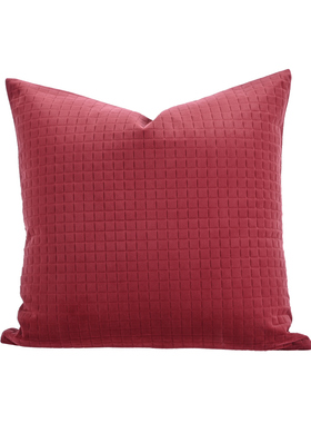 『红砖』高端格子复古红色高级感抱枕方枕设计师沙发搭配靠枕