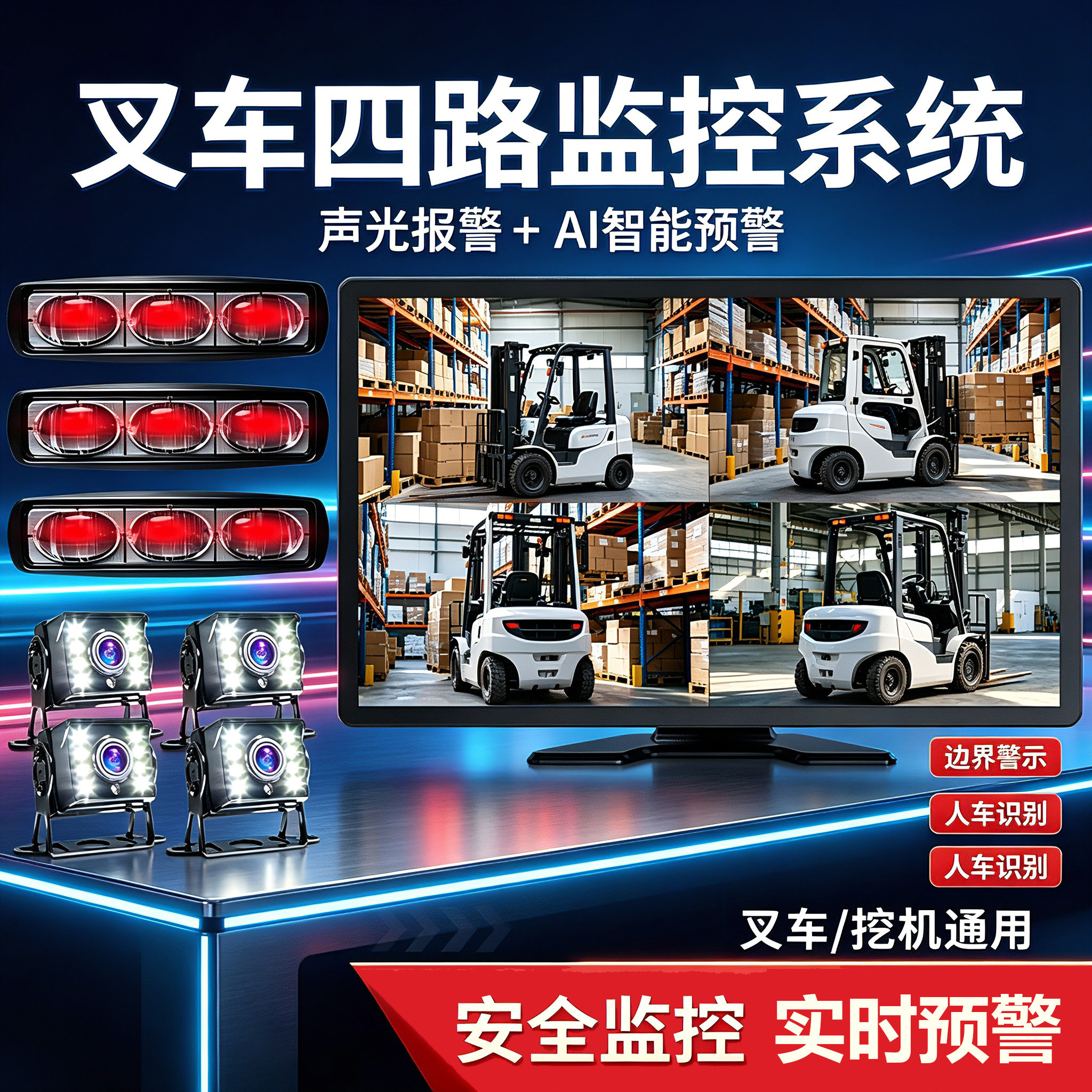 掌尚叉车雷达挖机示廓灯记录仪