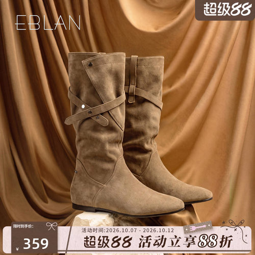 伊伴内增高交叉扣带西部长筒靴女