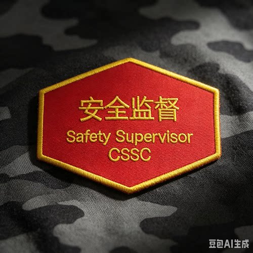 CSSC安全监督臂章红色六边形织唛文字刺绣徽章安全管理监察胸章员