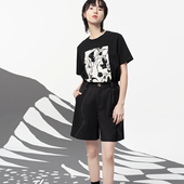 中式 复古短裤 女薄款 JfYanYan原创设计夏季 松紧腰阔腿休闲裤