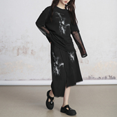 不规则蕾丝花边a字半身裙女夏中长款 JfYanYan 粒子花花 印花半裙