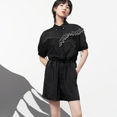 JfYanYan黑色气质高腰连体裤 小众设计感显瘦连衣裤 女夏装 新款