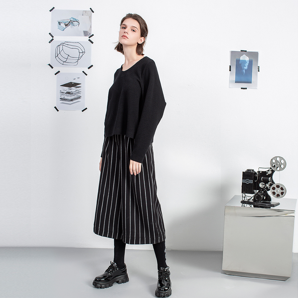 JfYanYan原创设计条纹羊毛休闲裤