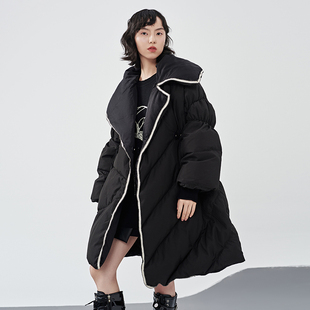 JfYanYan大翻领90白鸭加厚绒羽绒服女加厚保暖超长款过膝冬天外套