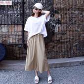 侧开叉宽松裤 棉麻薄款 七分阔腿裤 JfYanYan夏季 女夏清凉休闲裤