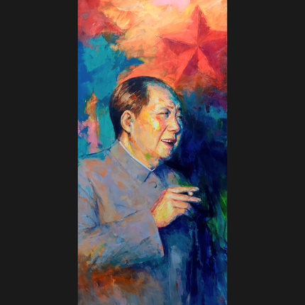 毛主席头像毛泽东画像原创画中堂画客厅挂画手绘玄关装饰画伟人像