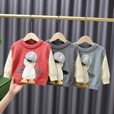 男童红色毛衣秋冬红外套