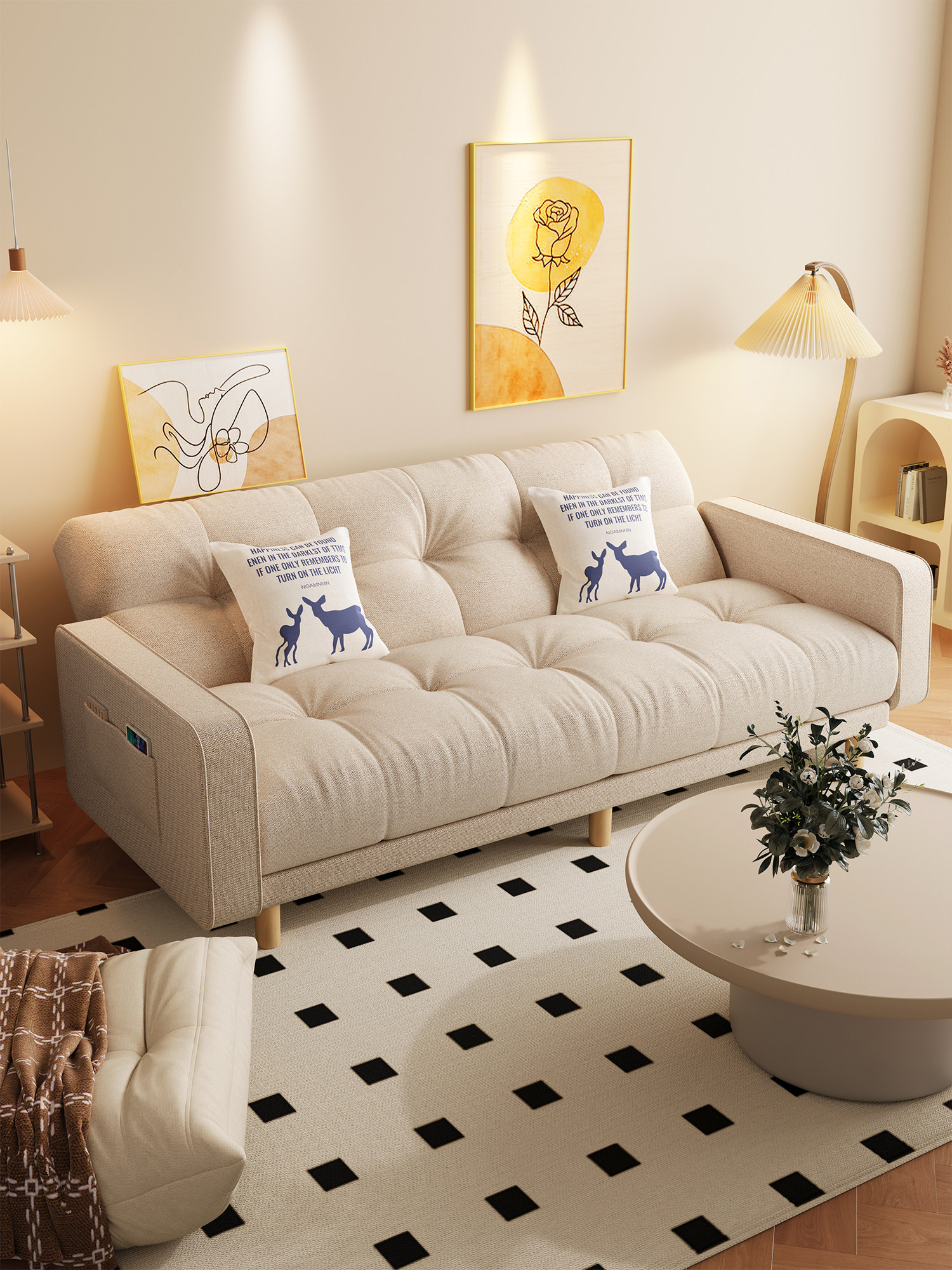 沙发床可折叠两用2025新款小户型客厅一体直排沙发单人沙发多功能