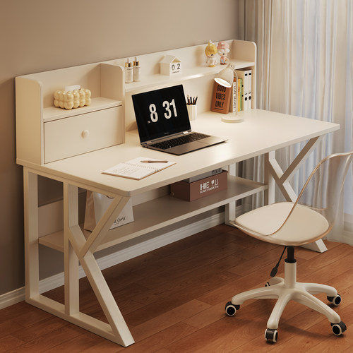 电脑桌台式书桌书架一体学生卧室家用学习桌子工作台长方形办公桌