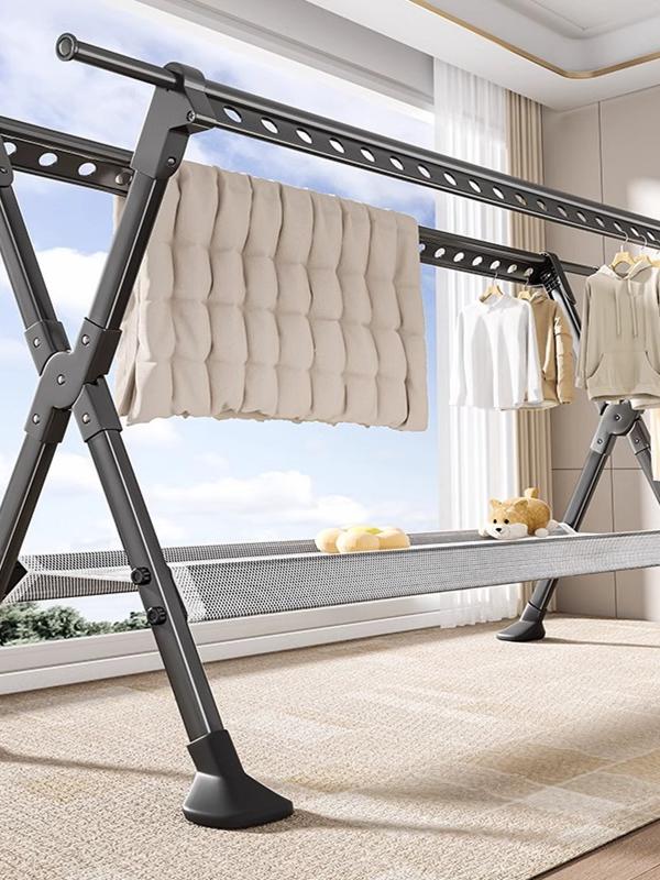 晾衣架落地卧室家用折叠凉衣杆室内阳台挂衣服伸缩衣架晒被子神器