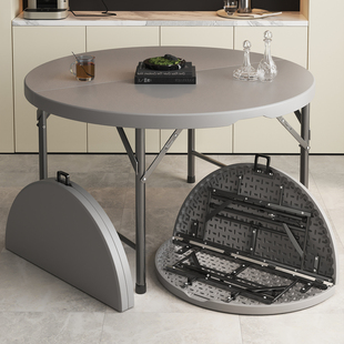 可折叠圆桌塑料餐桌家用圆形大台面吃饭桌子可收纳餐饮商用大圆桌