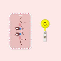 Cute pink Kabi card holders in an ins style, meal cards, campus student cards, work badges, access control cards, name tags, bus cards, and sliding covers thumbnail 2