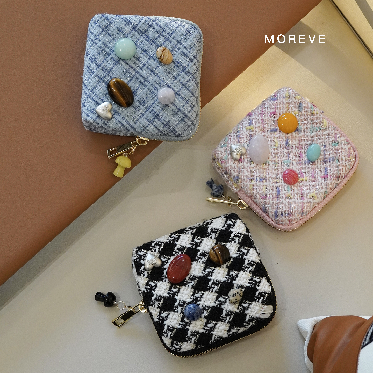 天然石小香风便捷分层首饰收纳袋