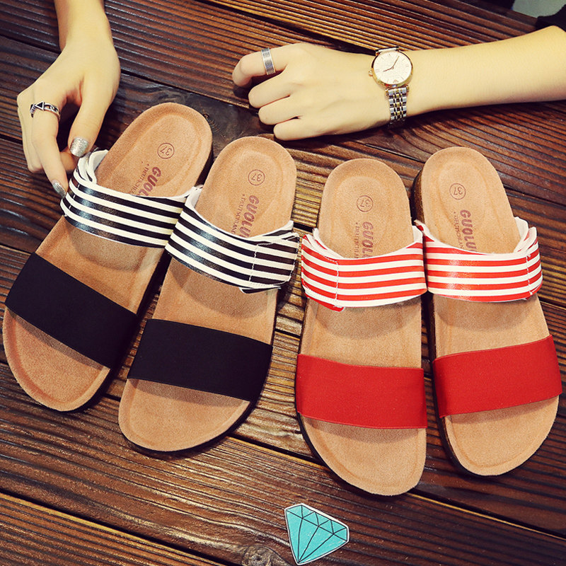 果洛菲軟木拖鞋女夏時尚外穿防滑厚底涼鞋壹字拖松緊休閑沙灘鞋潮在類目 女鞋, 拖鞋, 壹字拖中 - 來自Buy2taobao.com提供專業的淘寶代購服務