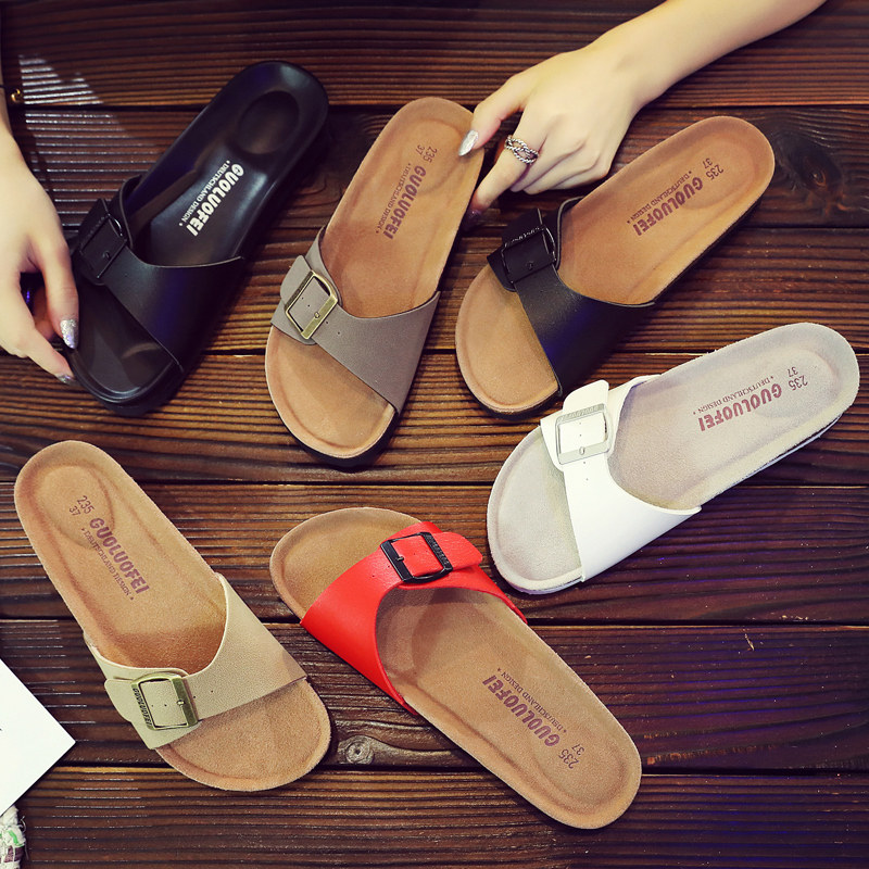 果洛菲涼拖鞋女夏時尚潮軟木拖鞋女男防滑外穿透氣休閑壹字沙灘鞋在類目 女鞋, 拖鞋, 壹字拖中 - 來自Buy2taobao.com提供專業的淘寶代購服務