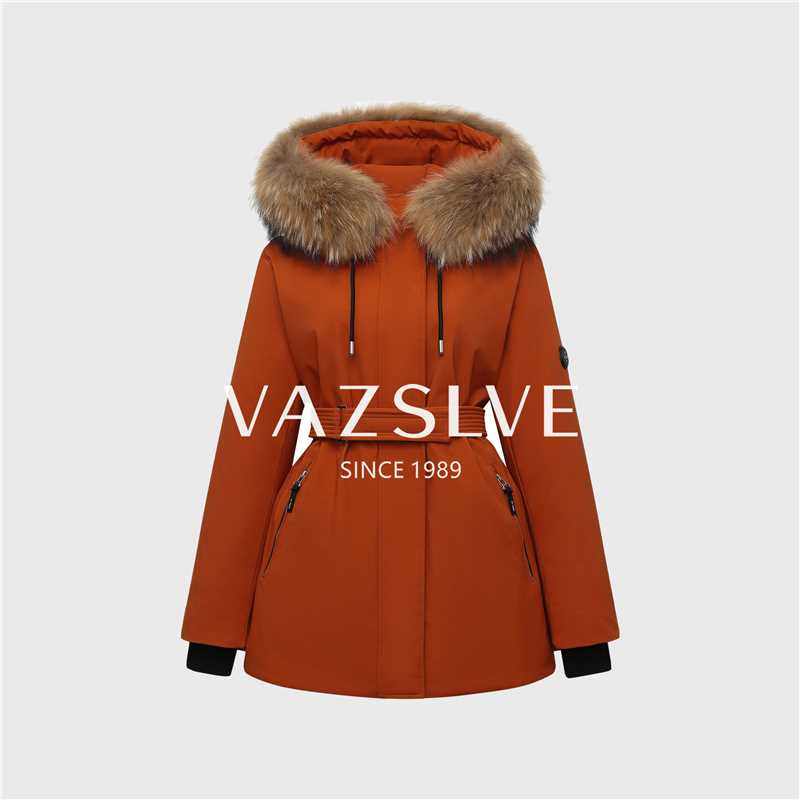 【VAZSLVE/全新奢品】中长款女士大毛拉收腰显瘦气质鹅绒服XB2532
