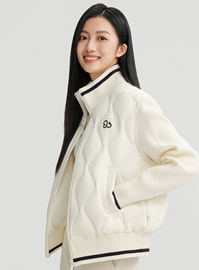 【恩佳专享】半高领学院风针织拼接羽绒服XB2408