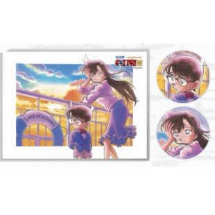 柯南展30周年色纸徽章套装柯南工藤新一毛利兰小兰夕阳吧唧正版