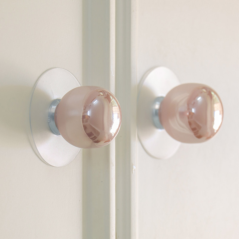 简约糖果柜门拉手免打孔高端定制衣柜柜子抽屉把手无痕免钉贴陶瓷