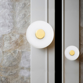 原创天然大理石拉手高端简约衣柜门橱柜子抽屉黄铜极简单孔圆把手