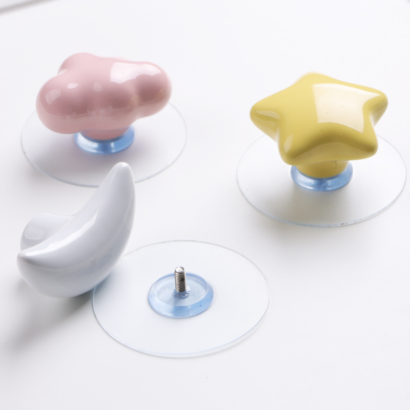 亮光星月云免打孔拉手陶瓷