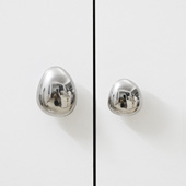 新款 银色 简约艺术水滴拉手衣柜柜子橱柜门抽屉小把手极简高端时尚