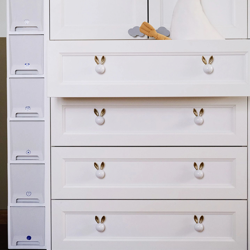 兔子儿童房橱柜拉手陶瓷单孔