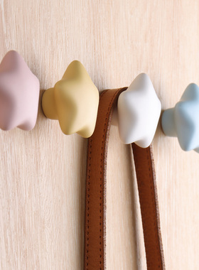 创意可爱星星儿童衣柜挂钩卡通柜子侧面帽子挂衣钩无痕粘贴免打孔