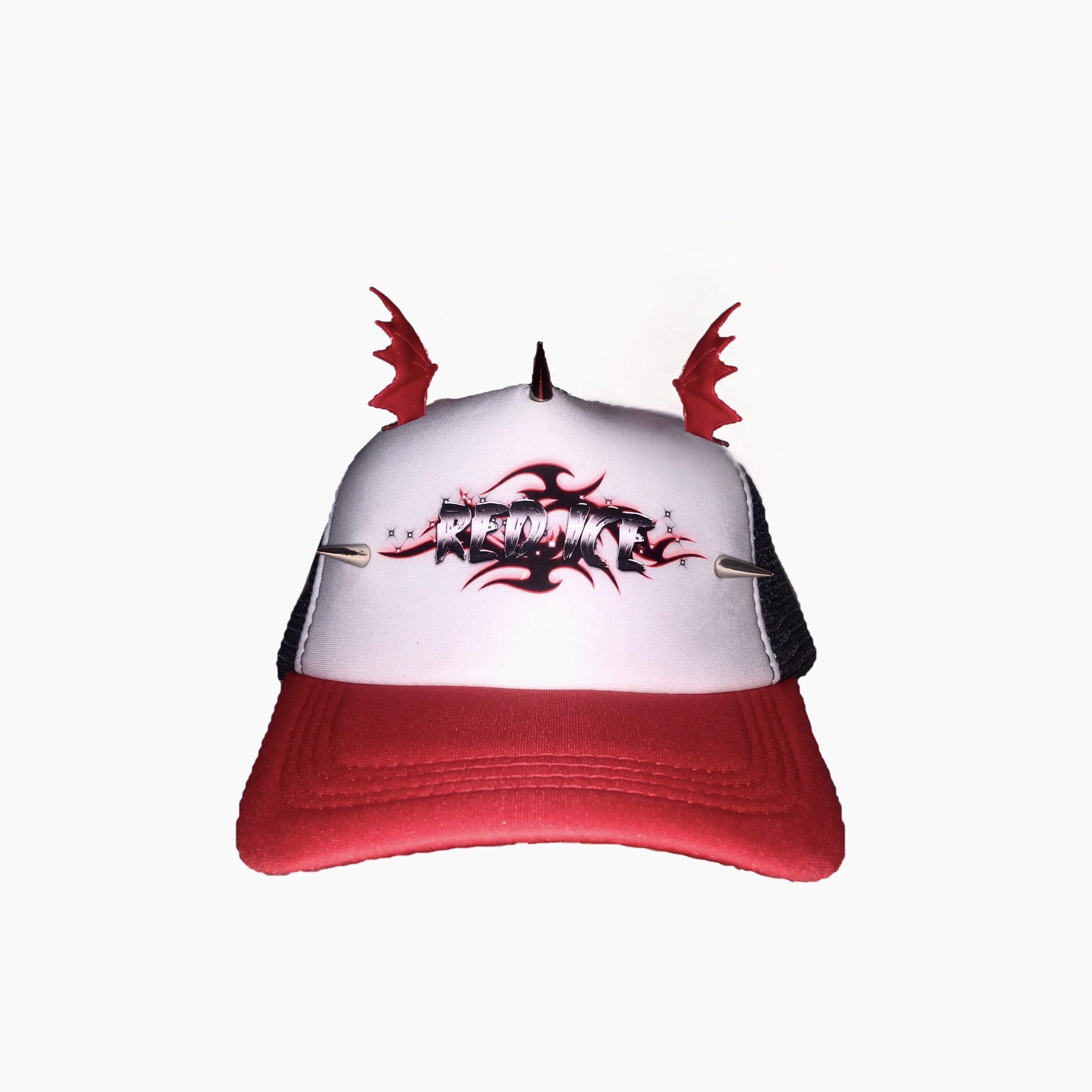 red ice黑红亚文化小众棒球帽朋克嘻哈街头卡车帽网面鸭舌帽子