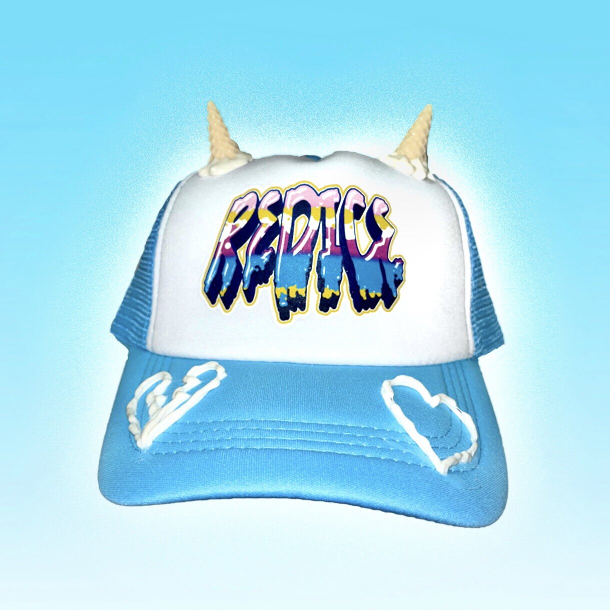 red ice原创冰激凌蓝色可爱夏天棒球帽子鸭舌帽